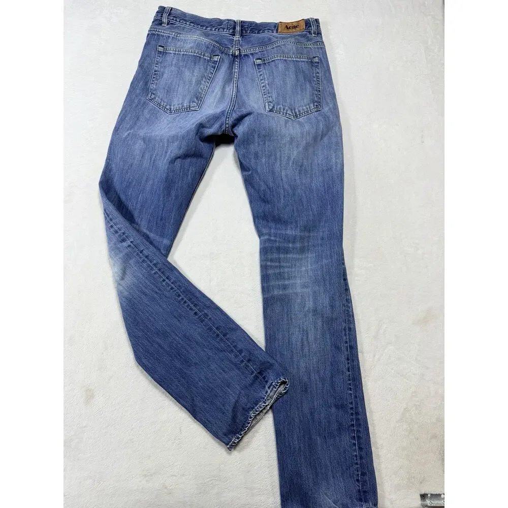 Acne Roc Verakai Jeans Men Size 36x34 Blue Indigo Slim Straight Button Fly EUC
